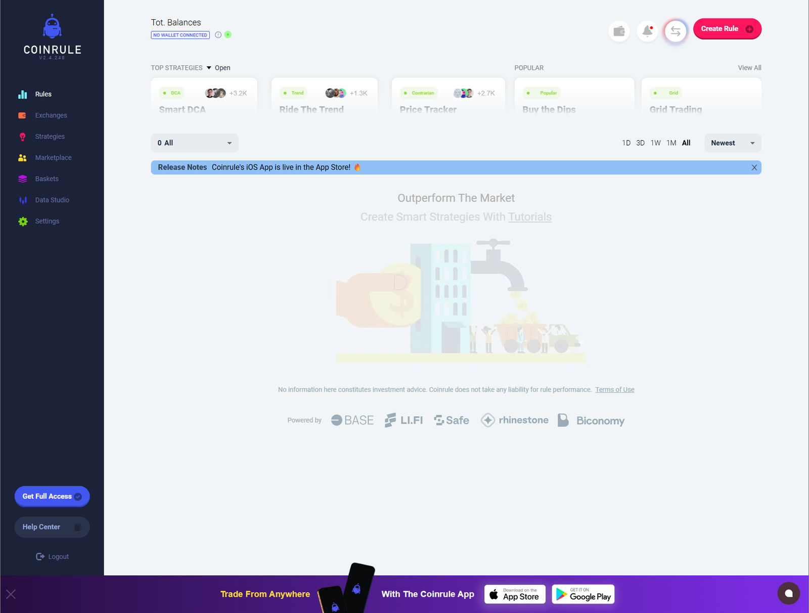 Coinrule platform screenshot 01